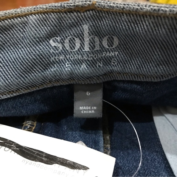 Soho Color Block Denim Skirt NEW Womens Size 6 Blue Distressed Raw Hem - Picture 13 of 13